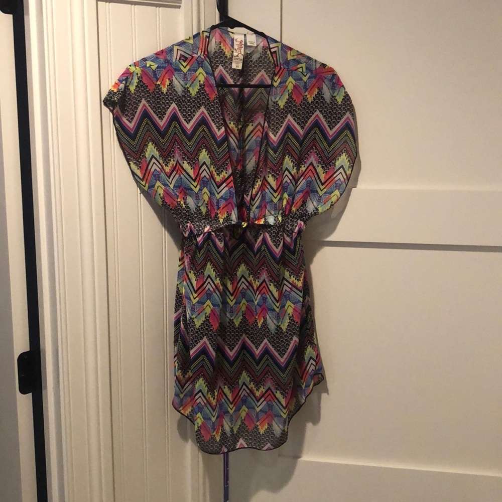 Multi-color sheer swim cover up